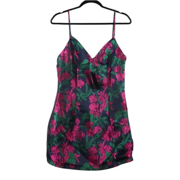 Lulus Mini Dress Womens Size Medium Blue Floral Jacquard Sweetheart Neck NWT - Picture 1 of 7